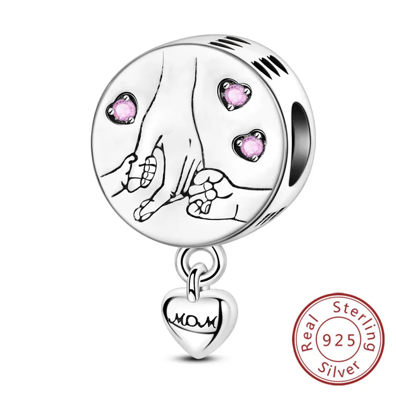 925 Sterling Silve Charms Beads Forever Love Heart Sister Family Life Charms Dangle For Bracelet Woman Jewelry Gifts - KTC157