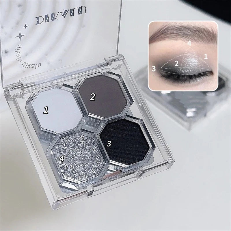 Black Light Star 4-color Eye Shadow Plate Smoky Makeup Dark Black Dark Cement Plate Cross-border Brightening Makeup Cosmetics