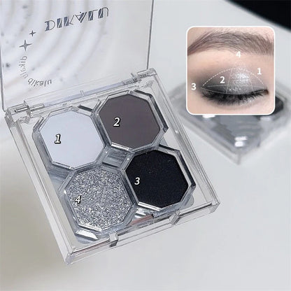 Black Light Star 4-color Eye Shadow Plate Smoky Makeup Dark Black Dark Cement Plate Cross-border Brightening Makeup Cosmetics