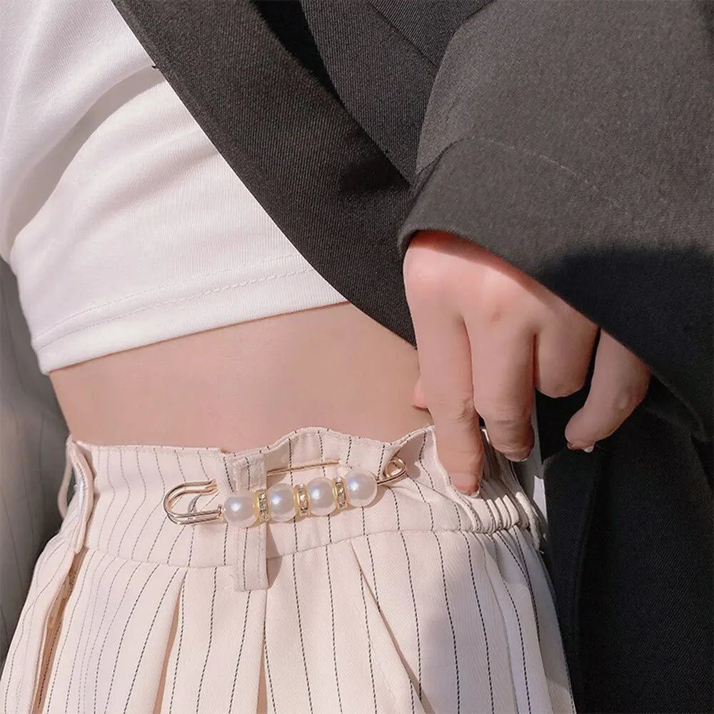 4PCS Waist Adjustment Uniform Clothing Extended Buckle And Waist Adjustment Buckle Pearl Broocated Fashion Decorative Accesso