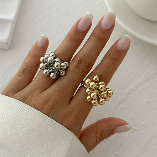 2025 Fashion Simple Small Ball Ring for Women Men 2025 Punk Hip Hop Metal Open Finger Ring Female Jewelry Gift