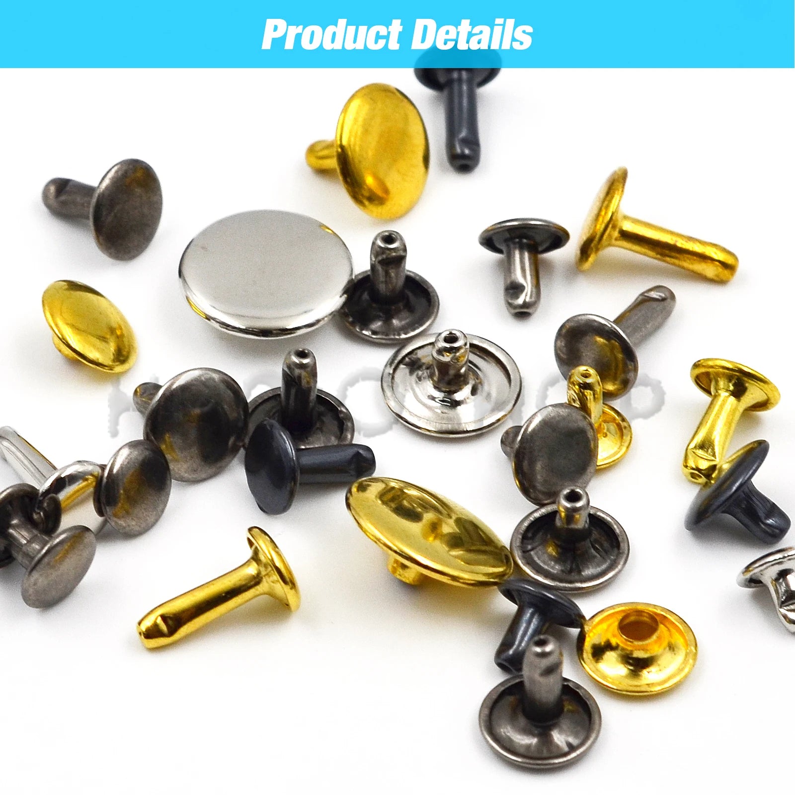 100Sets 5-15mm Metal Double Cap Rivets Stud Round Nail Rivet For Leathercraft Accessories Repair Shoes Bag Belt Clothing Garm