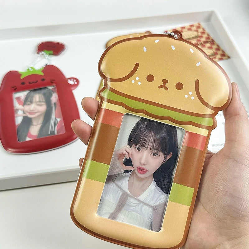 Kpop Photocard Holder Binder Photo Card Holder 3inch Idol Binder Photocard Display Keychain Protective Cover Photo Albums - S