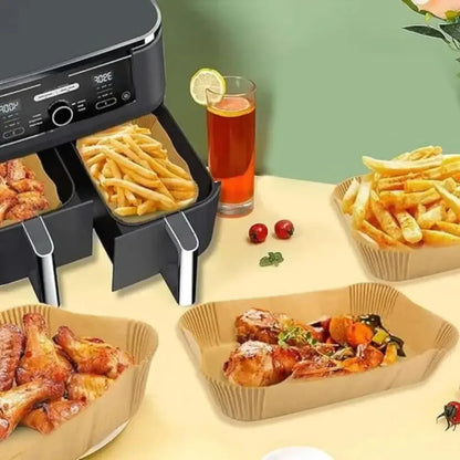 50/100pcs Disposable Air Fryer Paper Rectangle Kitchen Baking Airfryer Mat Oilproof Micro-wave Barbecue Baking Paper Accessor