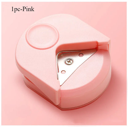 circle cutter button maker Corner round machine corner punching portable paper cutter card photo cutting - 1pc-Pink