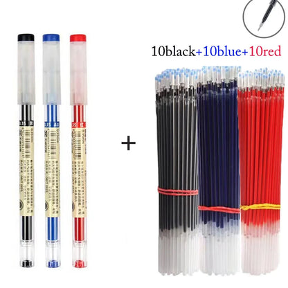 Japan Fine Point Pen 0.35mm Black Blue Red Ink Gel Pen Ballpoint Pen School Office Student Writing Stationery Supply - 3pen 3