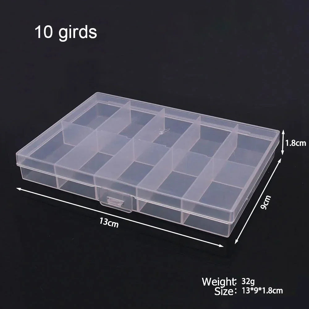6–32 Compartment Plastic Storage Organizer Box for Beads, Jewelry & Craft Supplies - 10 girds1