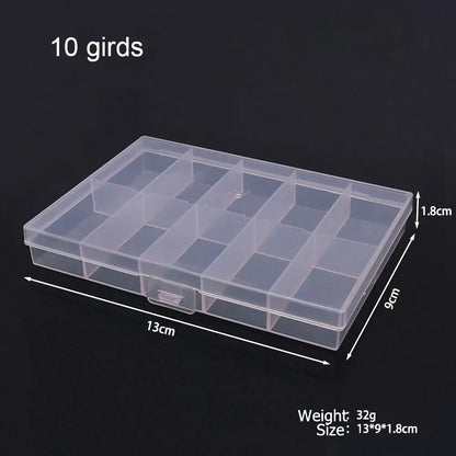 6–32 Compartment Plastic Storage Organizer Box for Beads, Jewelry & Craft Supplies - 10 girds1