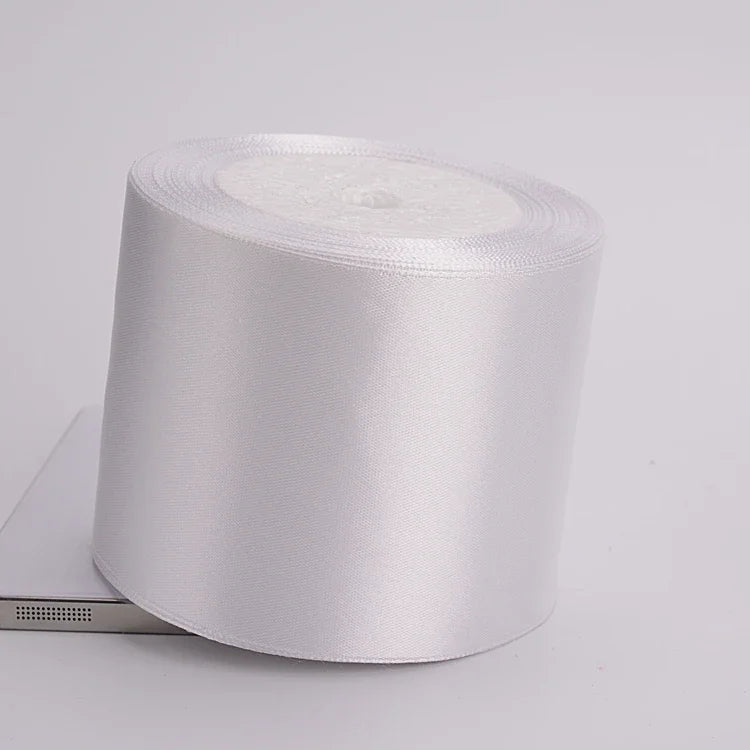 (25yards/roll)6mm-75mm White Silk Satin Ribbons Wedding Decorative Ribbon Gift Wrapping DIY Handmade Materials 9 Size - 75mm 