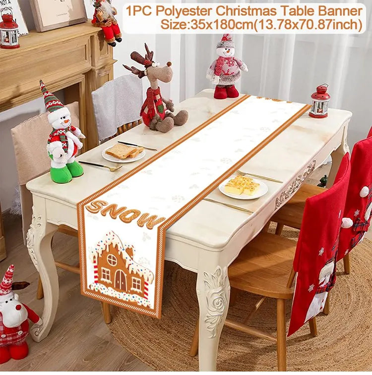 Christmas Table Runner Merry Christmas Decoration for Home Xmas Party Decor 2025 Navidad Notal Noel Ornament Happy New Year 2