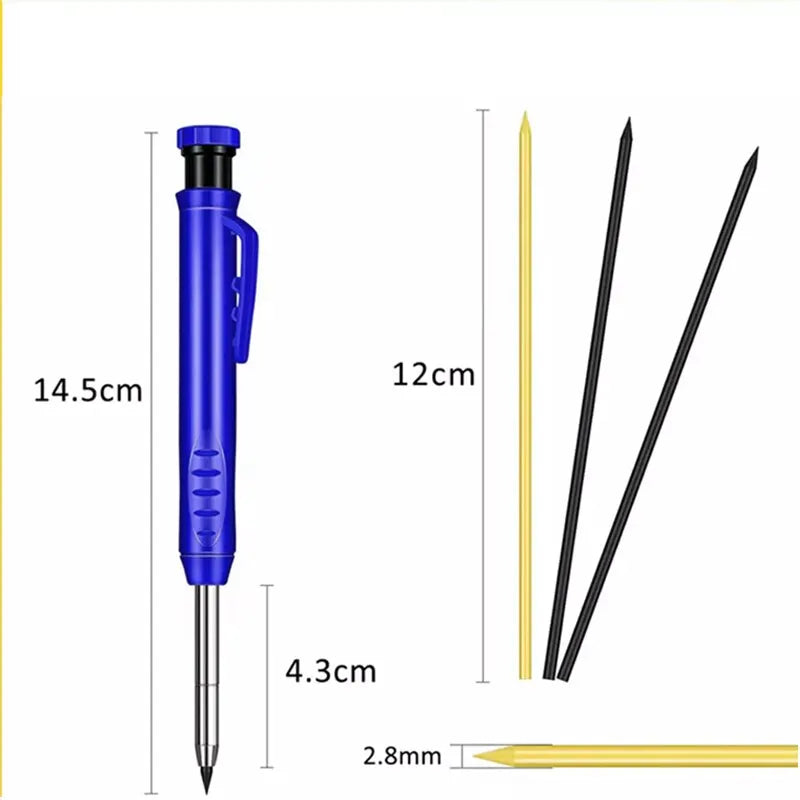 Solid Carpenter Pencil Set Woodworking Tools Mechanical Pencil 5 Colors Refill Construction Job Tools Carpentry Marking Scrib