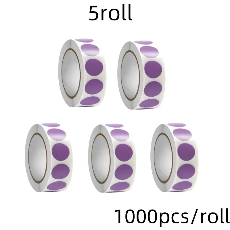 1000 PCS Color Dot Label Sticker Classification Mark Coated Paper Sticker Rolls Kawaii Stationery Aesthetic