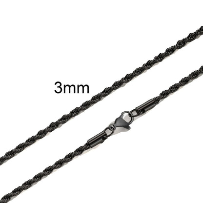 Punk Vintage Rope Chain Necklace for Men Women,Gold Color Stainless Steel Braided Twisted Chain,Hip Hop Casual Jewelry