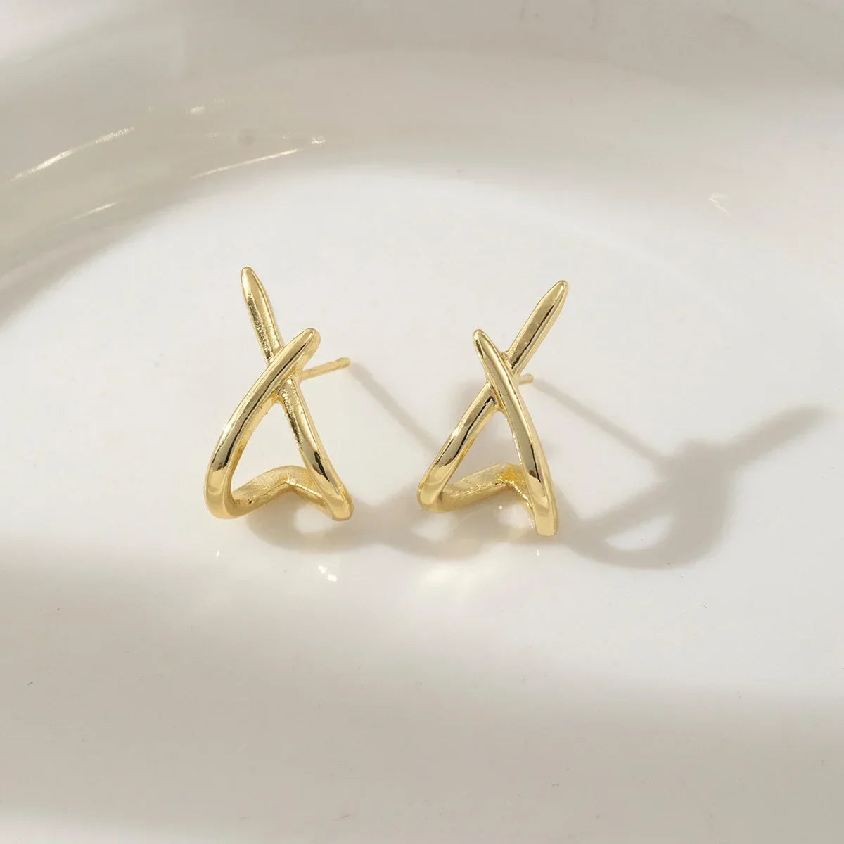 LATS Trendy Gold Color Cross Stud Earrings for Women Dainty Simple Minimalist Earring Fashion Jewelry Party Gifts