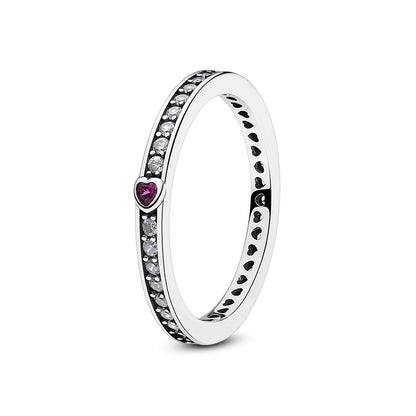 Original 925 Sterling Silver Ring Love Heart Pave CZ Crystal Stackable Rings For Women Wedding Engagement Birthday Gift Jewel
