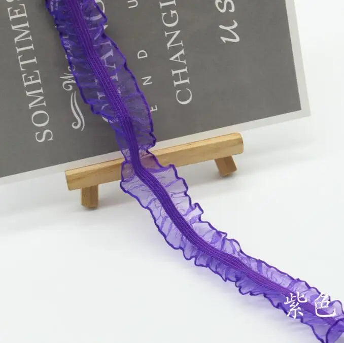 5 Yards Pleated Stretch Lace Trims Ribbons Ruffled Elastic Band Baby Hairband Belt Shoes Decorative Tapes DIY Craft Supplies 