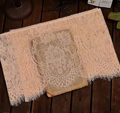 26cm Wide Eyelashes Lace Trim DIY Handmade Decoration Clothing Wedding Dress Lace Skirt Sleeve Accessories Fabric - pink apri
