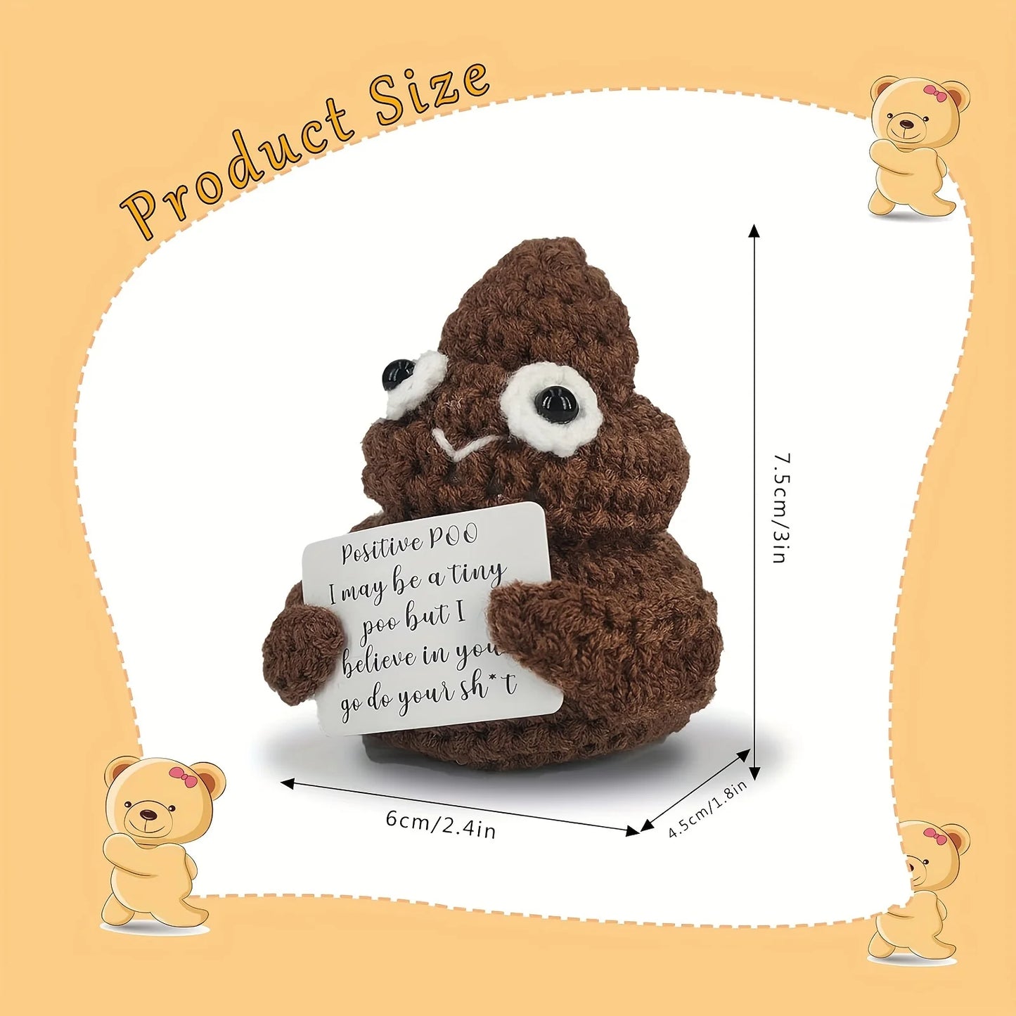1pc Creative Plush Desktop Decoration Ornaments, Mini Handmade Crocheted Gifts, Emotional Support Positive Cards, Birthday Pa