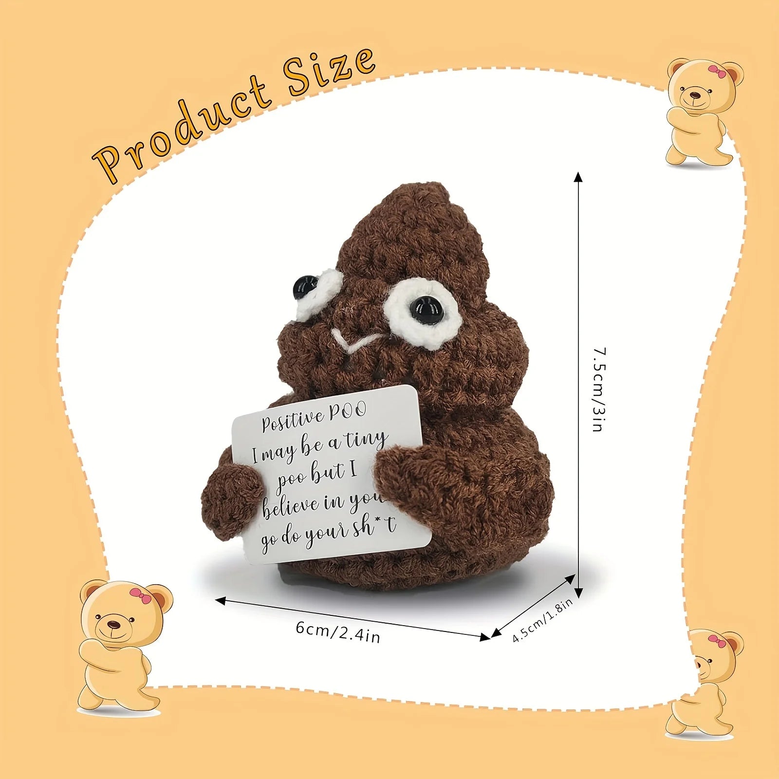 1pc Creative Plush Desktop Decoration Ornaments, Mini Handmade Crocheted Gifts, Emotional Support Positive Cards, Birthday Pa
