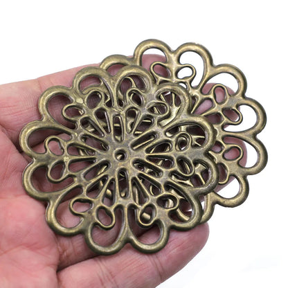 Pendants Wraps Metal Crafts Connectors Rose Flower Filigree Flower For Embellishments Scrapbooking Jewelry DIY Accessories - 