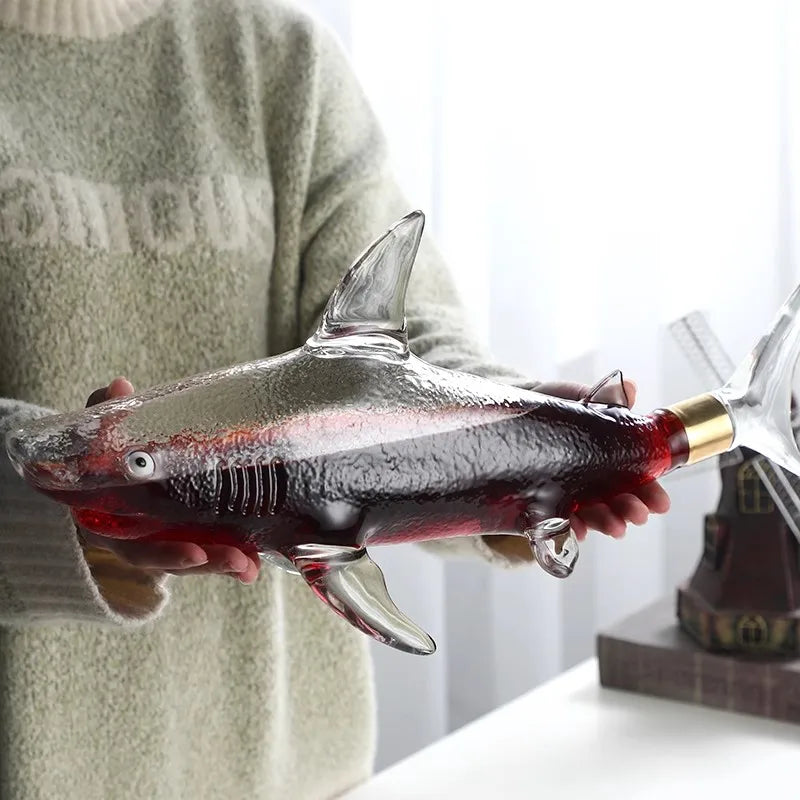 1000mL Shark Decanter Suit Originality Wine Set Ornament Glass Bar Animal Shaped Wine Bottle Manual Arts And Crafts Gift