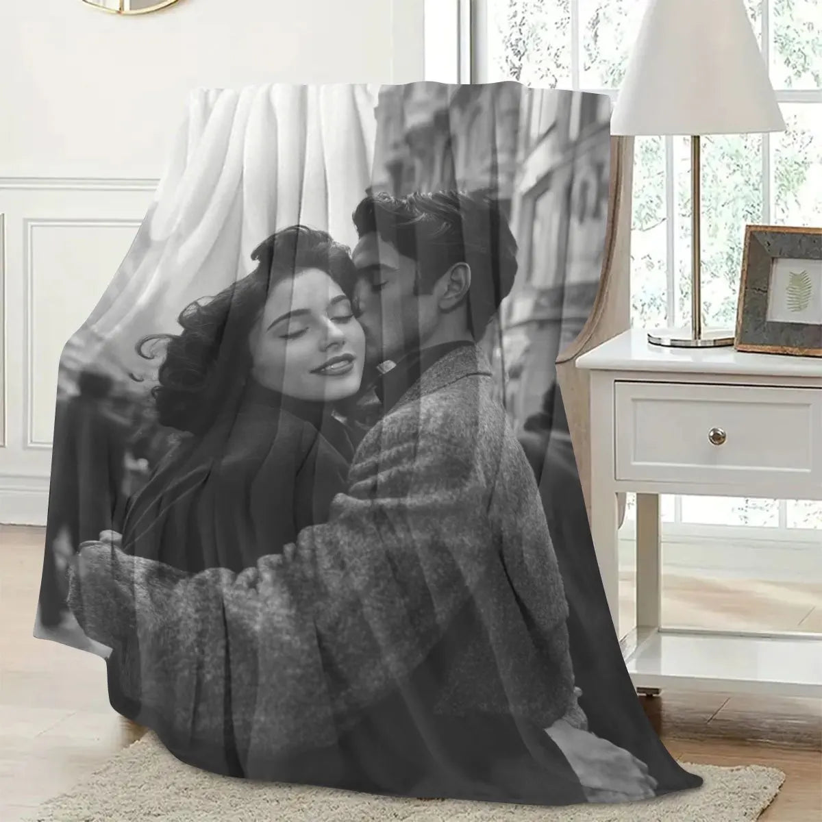 1 Piece of Custom DIY Personalized Photo Blanket for Your Loved One - Flannel Blanket with Personalized Photo, Soft and Warm,