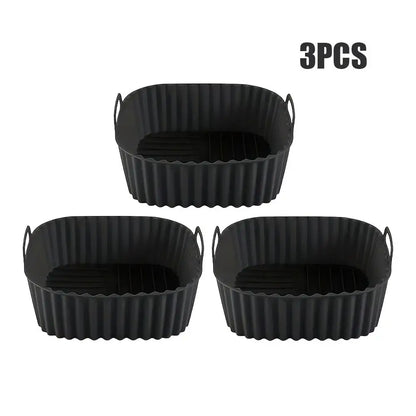 1-3PCS Silicone Air Fryer Liners Reusable Non-Stick and Easy Clean BBQ Tools Oven Microwave Safe for Healthy Cooking Restaura