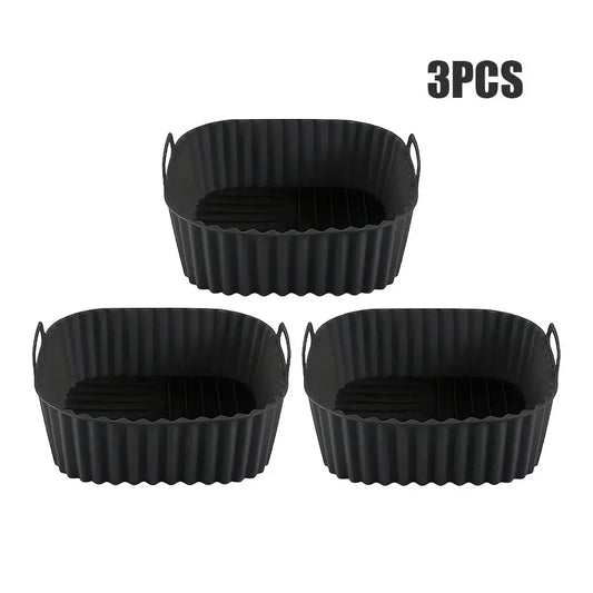 1-3PCS Silicone Air Fryer Liners Reusable Non-Stick and Easy Clean BBQ Tools Oven Microwave Safe for Healthy Cooking Restaura