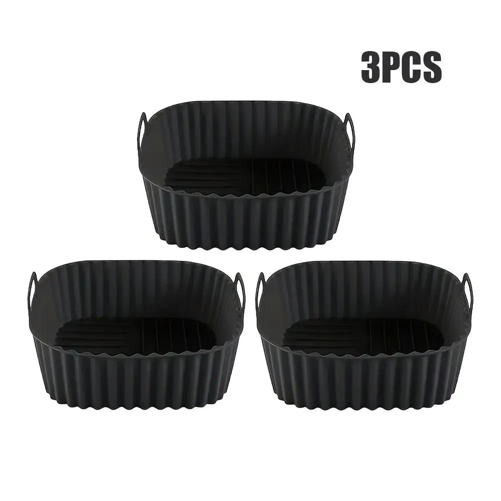 1-3PCS Silicone Air Fryer Liners Reusable Non-Stick and Easy Clean BBQ Tools Oven Microwave Safe for Healthy Cooking Restaura
