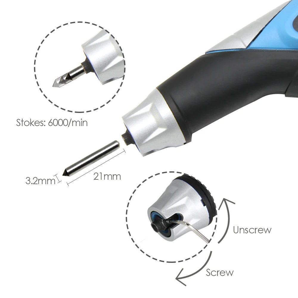 13W Electric Engraver Tool Engraving Pen for Wood Metal Stainless Steel Glass Plastic Etching with Carbide Tips & Craft Stenc