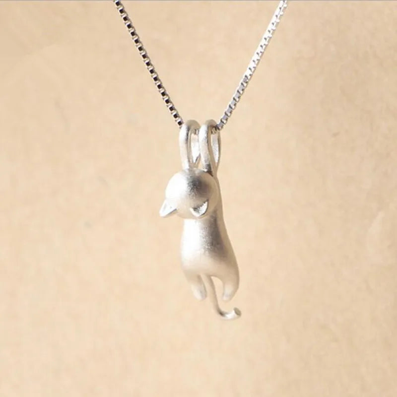 Popular 925 Sterling Silver Jewelry Fashion Simple Animal Cute Kitty Clavicle Chain Pendant Cat Necklaces XL003
