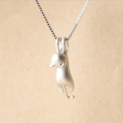 Popular 925 Sterling Silver Jewelry Fashion Simple Animal Cute Kitty Clavicle Chain Pendant Cat Necklaces XL003