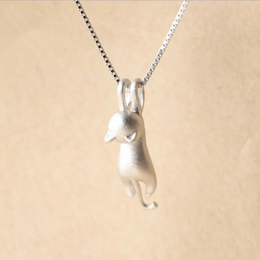 Popular 925 Sterling Silver Jewelry Fashion Simple Animal Cute Kitty Clavicle Chain Pendant Cat Necklaces XL003