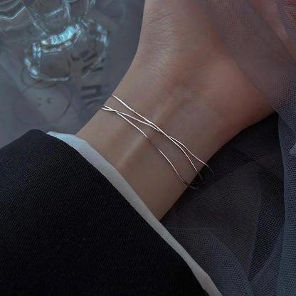 Fashion 925 Sterling Silver Bracelets for Women Simple Korean Multi Layer Coil Adjustable Bracelets Party Wedding Jewelry Gif