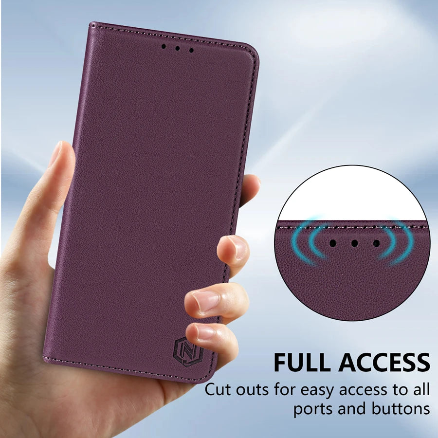 Wallet Skin friendly Card Slot Kickstand Magnetic Flip Leather Case For Samsung Galaxy A06 A16 A26 A36 A56 Shockproof Card Ba