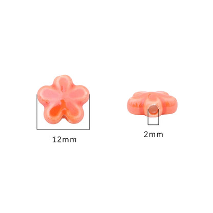 10Pc 12mm Handmade Colorful Flower Shape Ceramic Loose Spacer Beads Charm for Bracelet Necklace Earring DIY Jewerlry Making