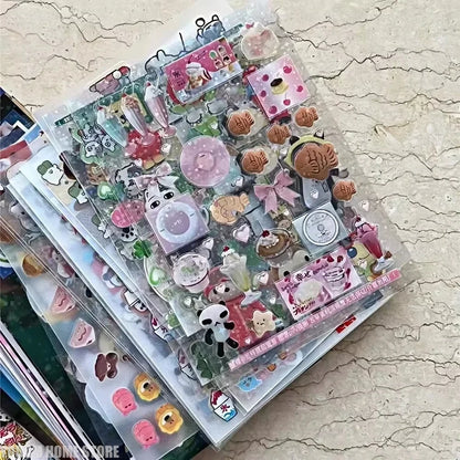 20 Sheets Vintage Glitter Stickers Transparent PET Cut Film Toploader Scrapbooking Deco Stickers Kawaii Journal Stickers