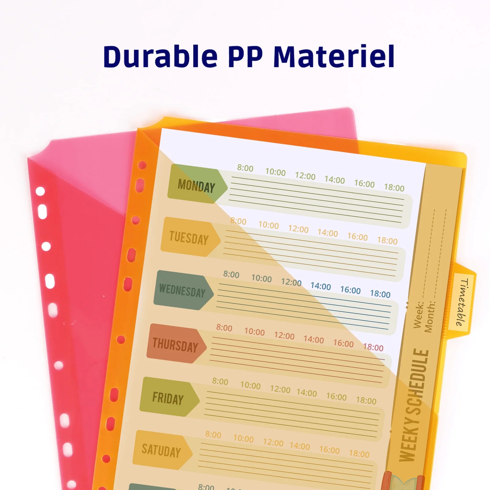 10-Pack 5 Color Binder Dividers with Pockets & Tabs, A4 PP Index Dividers for 2/3/4/11 Ring Binders, Office School Organizati