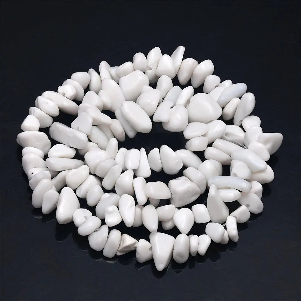 16 inch Natural Stone Beads Chips Beads 5-8mm Irregular Crystal Agate Gravel Beads Diy Bracelet For Jewelly HK058 - White Por