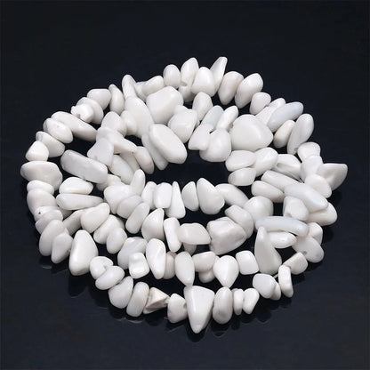 16 inch Natural Stone Beads Chips Beads 5-8mm Irregular Crystal Agate Gravel Beads Diy Bracelet For Jewelly HK058 - White Por