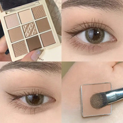 9 Color Eyeshadow Daily Makeup Brown Eye Shadow Palette Shimmer Matte Lasting Pearl Fine Shimmer Earth Color Eye Shadow Korea