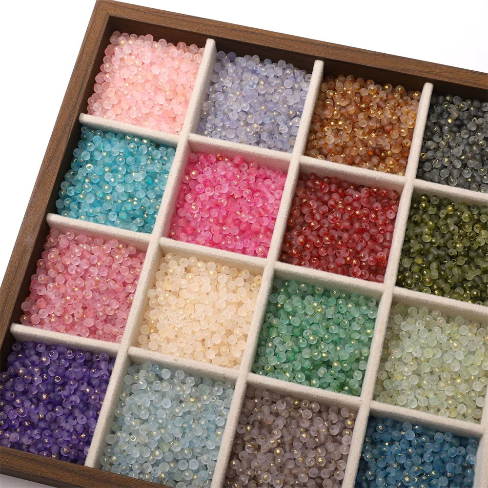 100/200/500Pcs 4mm Frosted Gold Splattered Glass Rice Beads Loose Beads for Handmade Jewelry DIY Bracelet Necklace Material