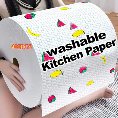 400Pcs Washable Kitchen Paper Towels Dual-Purpose Dry & Wet Cleaning Cloth Disposable Dishwashing Paper Cleaning Specialty Pa