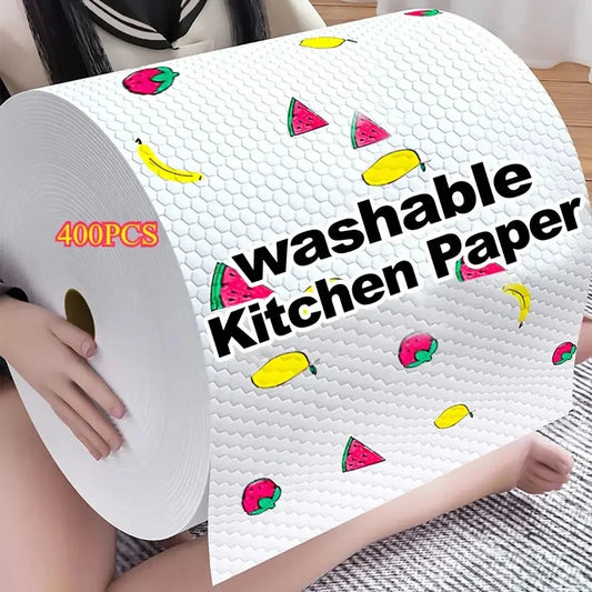 400Pcs Washable Kitchen Paper Towels Dual-Purpose Dry & Wet Cleaning Cloth Disposable Dishwashing Paper Cleaning Specialty Pa