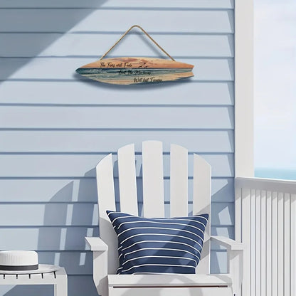 Beach Style Surfboard Wall Decor - Tropical Seascape Art on Wood-Like Material - Lightfast Design for Indoor/Outdoor Use