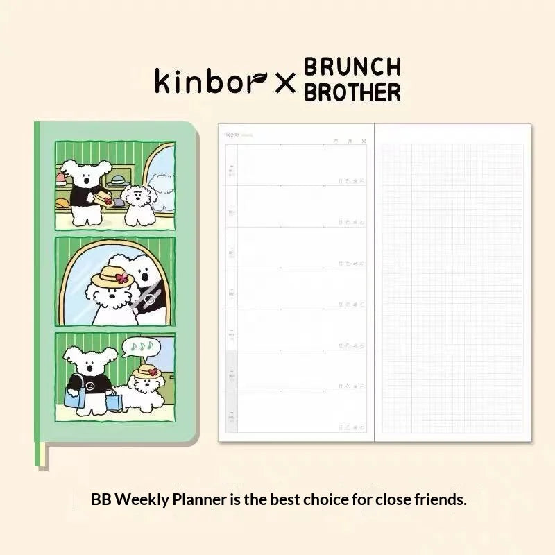 Kinbor Original Undated Weekly Planner, Illustrated Hardcover Journal with Two Pages Per Week, Portable To-Do List Notebook S