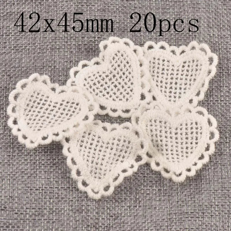 Flower White Lace Applique Mesh Trim For Sew On Guipure Fabric Wedding Supplies Home Decoration - 42x45mm 20pcs