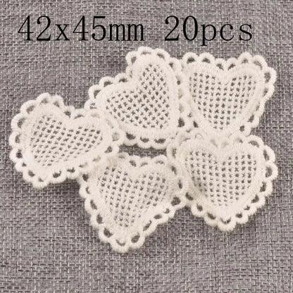 Flower White Lace Applique Mesh Trim For Sew On Guipure Fabric Wedding Supplies Home Decoration - 42x45mm 20pcs