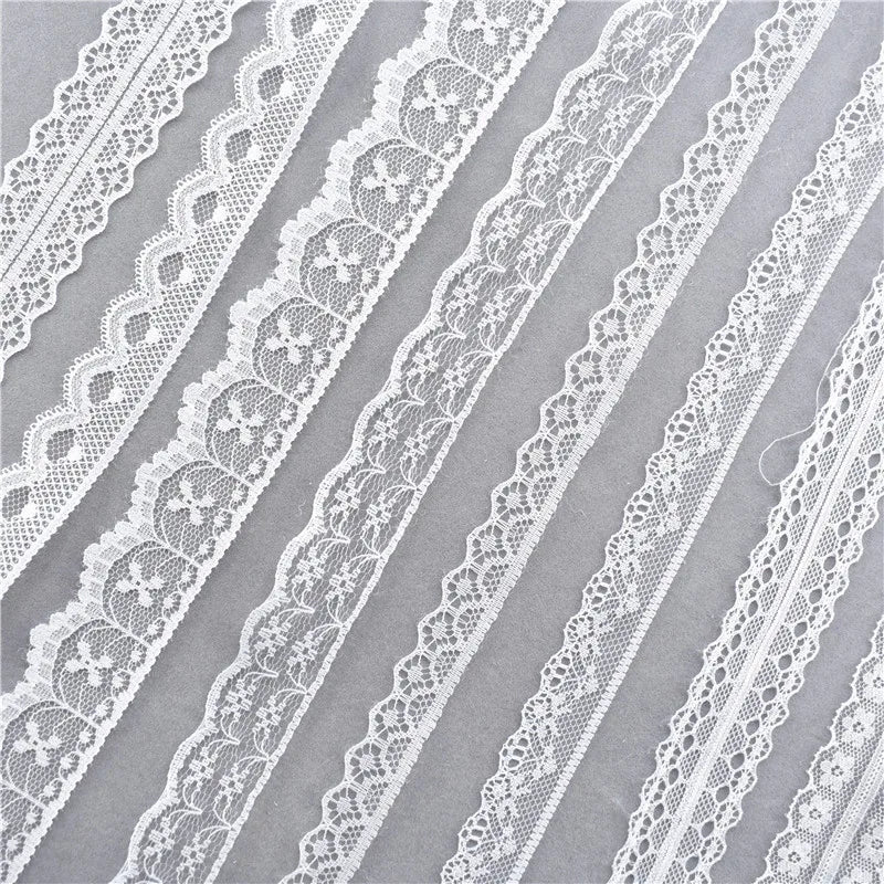 Best Selling 10yards 38kinds Color White Lace Ribbon Woven Band French African Lace Wedding Fabric DIY Clothing/gift Wrapping