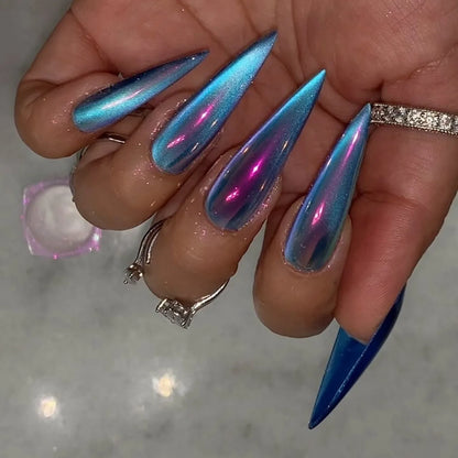 24pcs Long Almond Press on Nails False Nails with Golden Decoration Wearable Stick-on Nails Fake Nail Uñas Накладные Ногти 네일